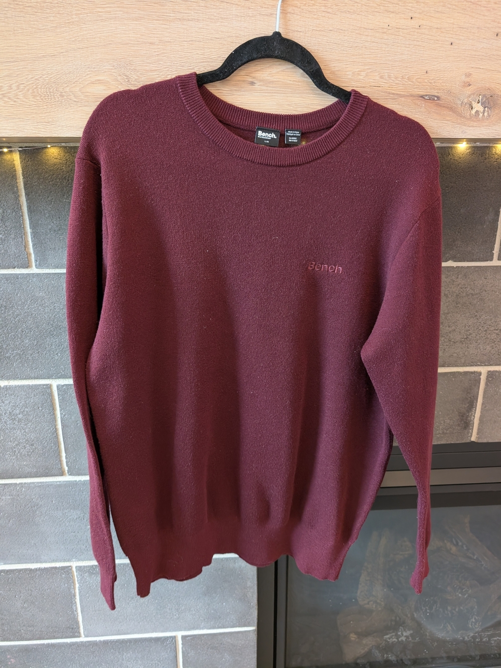 Bench Men's Crewneck Sweater in Burgundy Wine